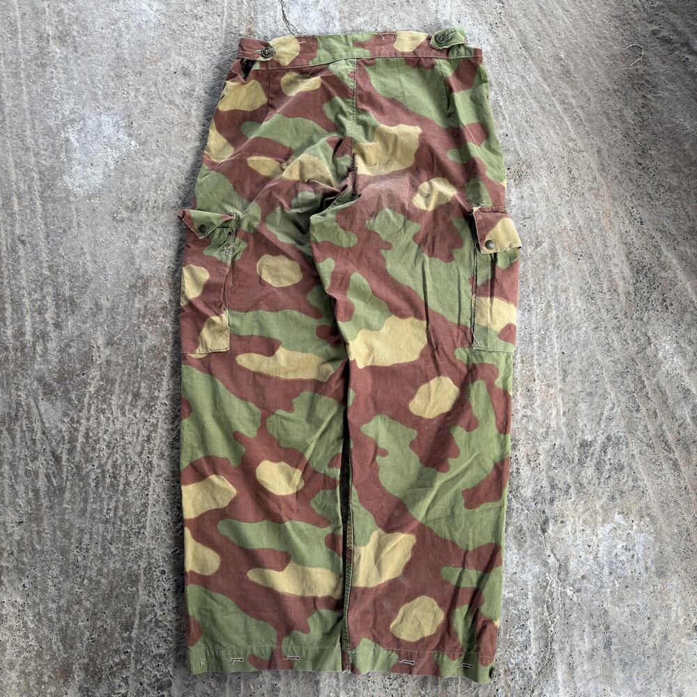 Vtg WWII Italian Camo Pants Military 34-38x31 Adjustable Telo Mimetico Frog Skin